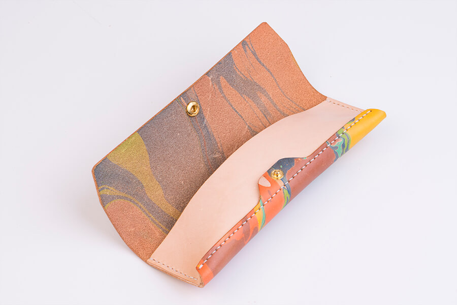 Genuine Leather Marble Pencil Case 