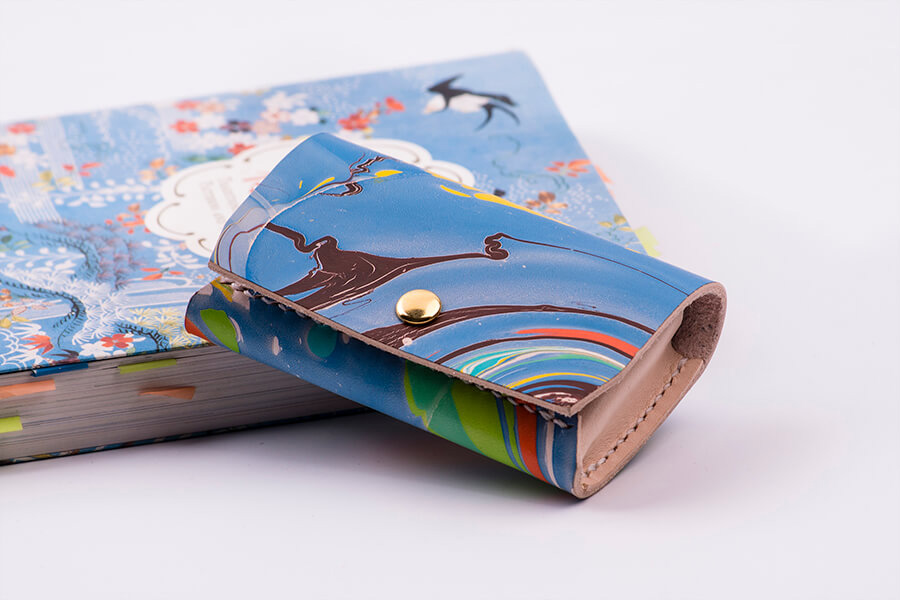 Genuine Leather Marble Card Case 