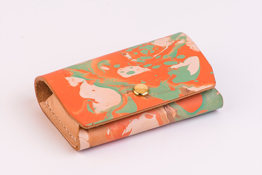 Genuine Leather Marble Card Case 