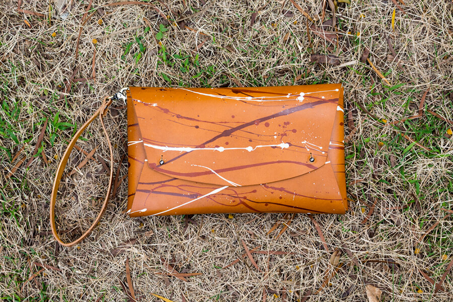 Genuine Leather Splatter Hand Bag 