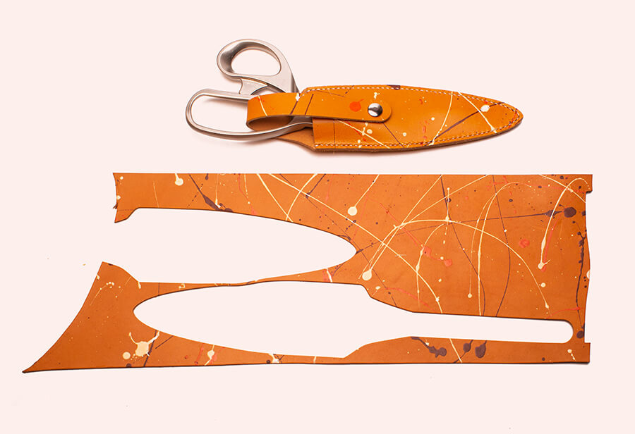 Genuine Leather Marble  Tailor Scissors Case 
