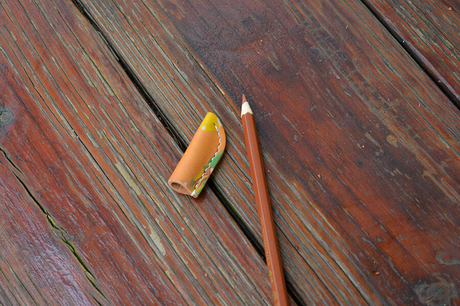 Genuine Leather Marble Pencil Cap 